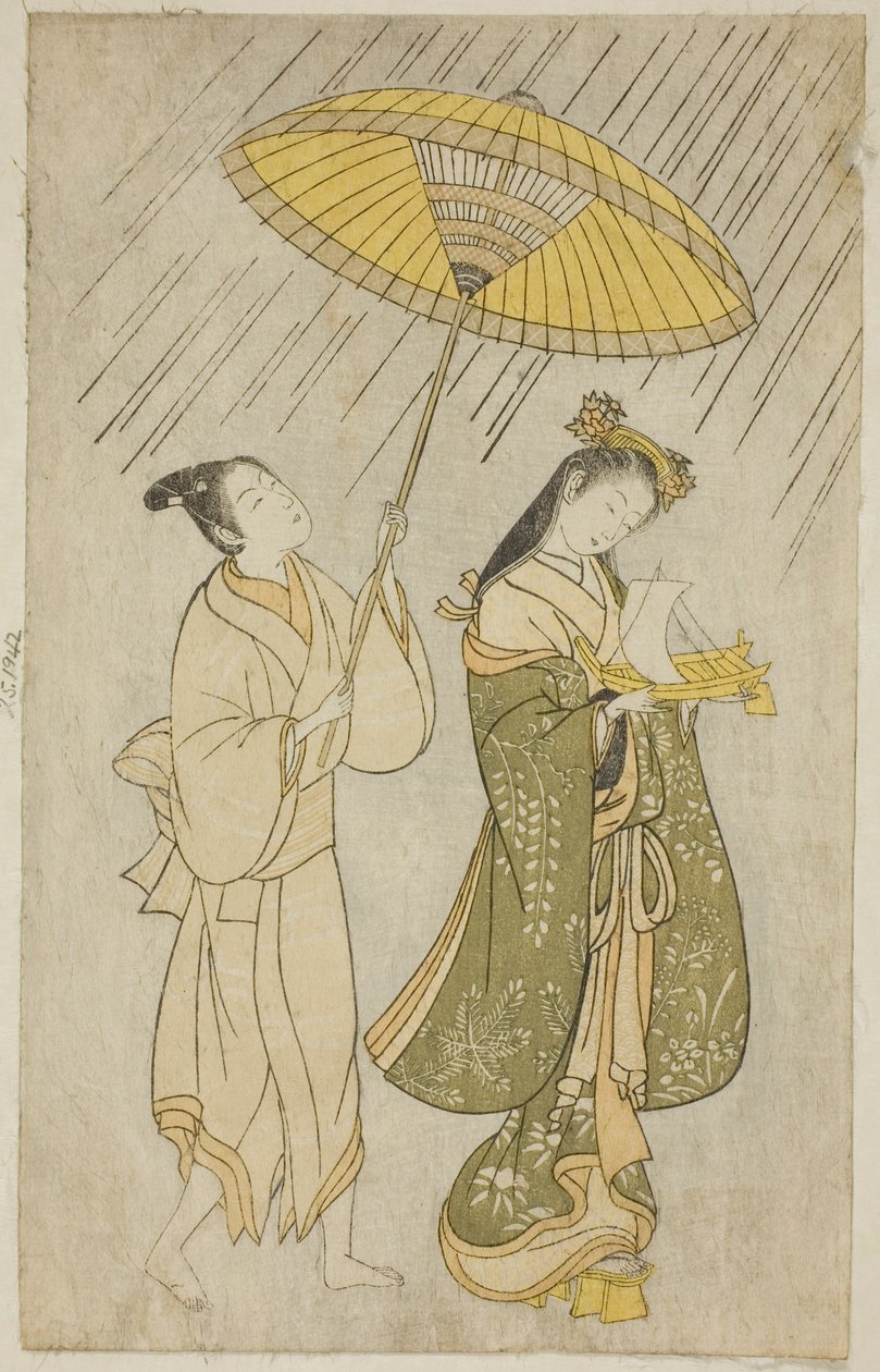 Parodi på Komachi som ber om regn av Ishikawa Toyonobu