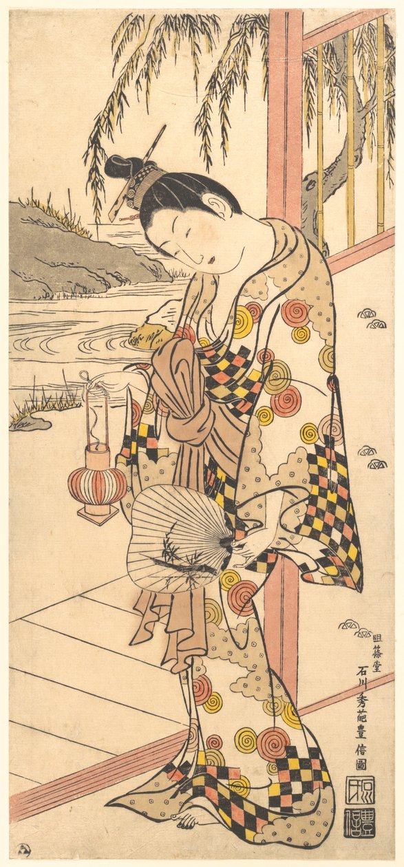 Ung dame i sommerantrekk av Ishikawa Toyonobu