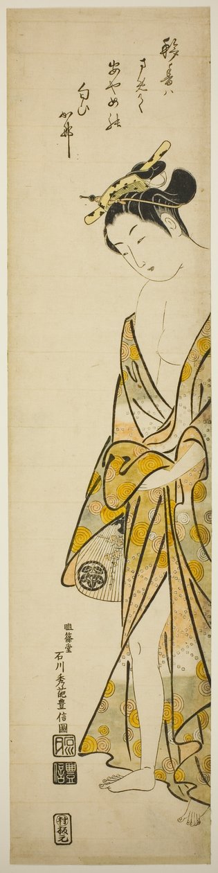Ung kvinne etter et bad av Ishikawa Toyonobu