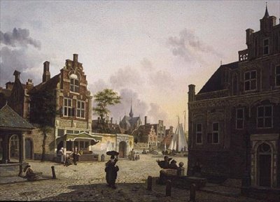 Utsikt over en by av Isidor Verheyden