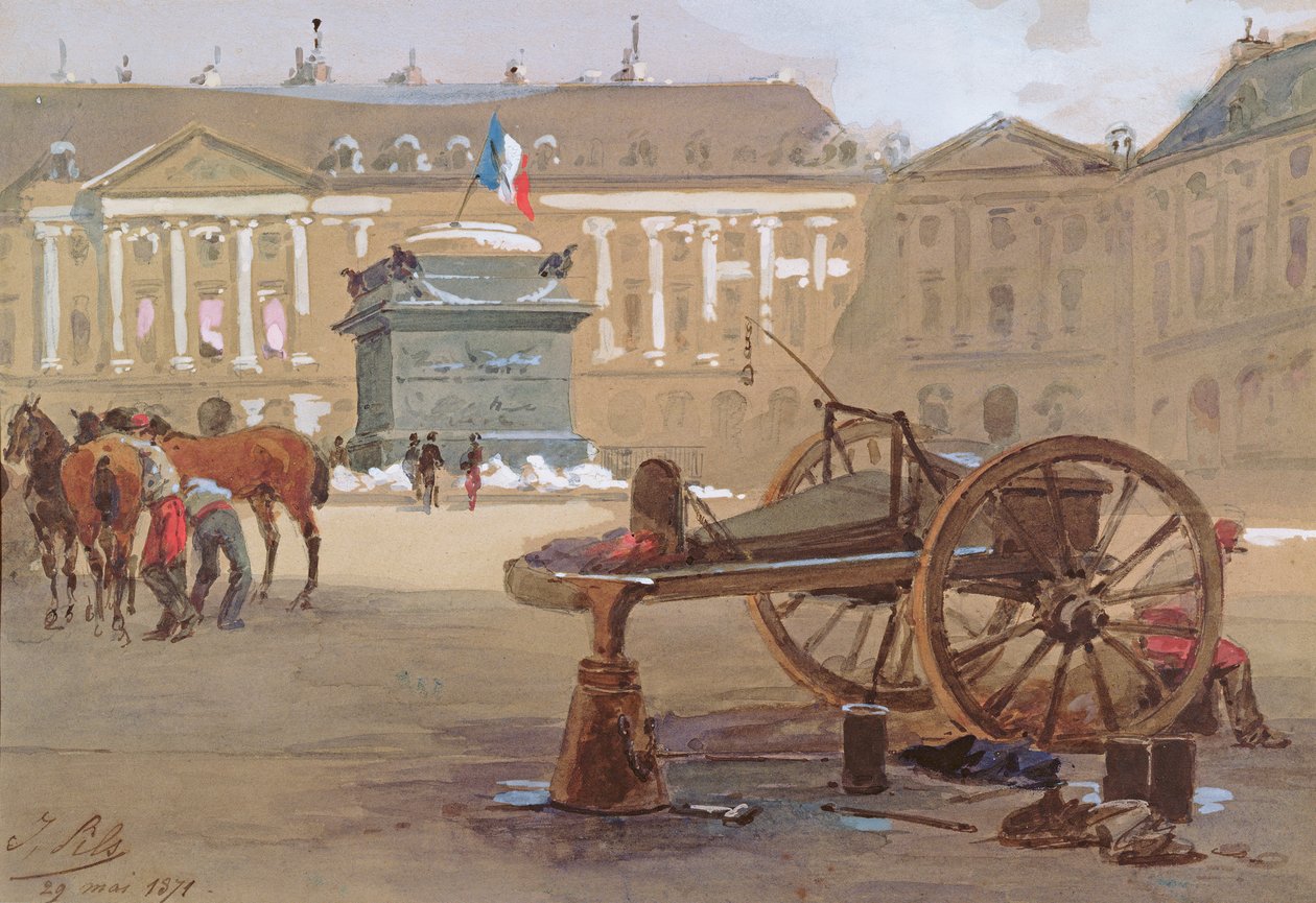 Den falne søylen, Place Vendôme, Paris, 29. mai 1871 av Isidore Pils
