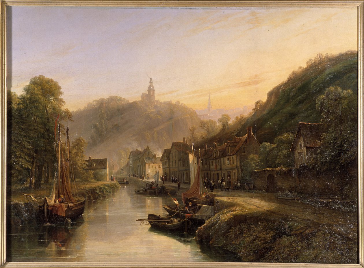 Utsikt over Dinan havn - av Isidore Dagnau, ca. 1830 av Isidore Dagnan