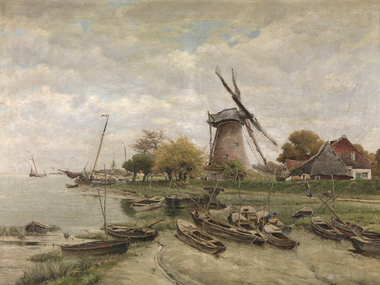 Schelde i Mariakerke (olje på lerret) av Isidore Meyers