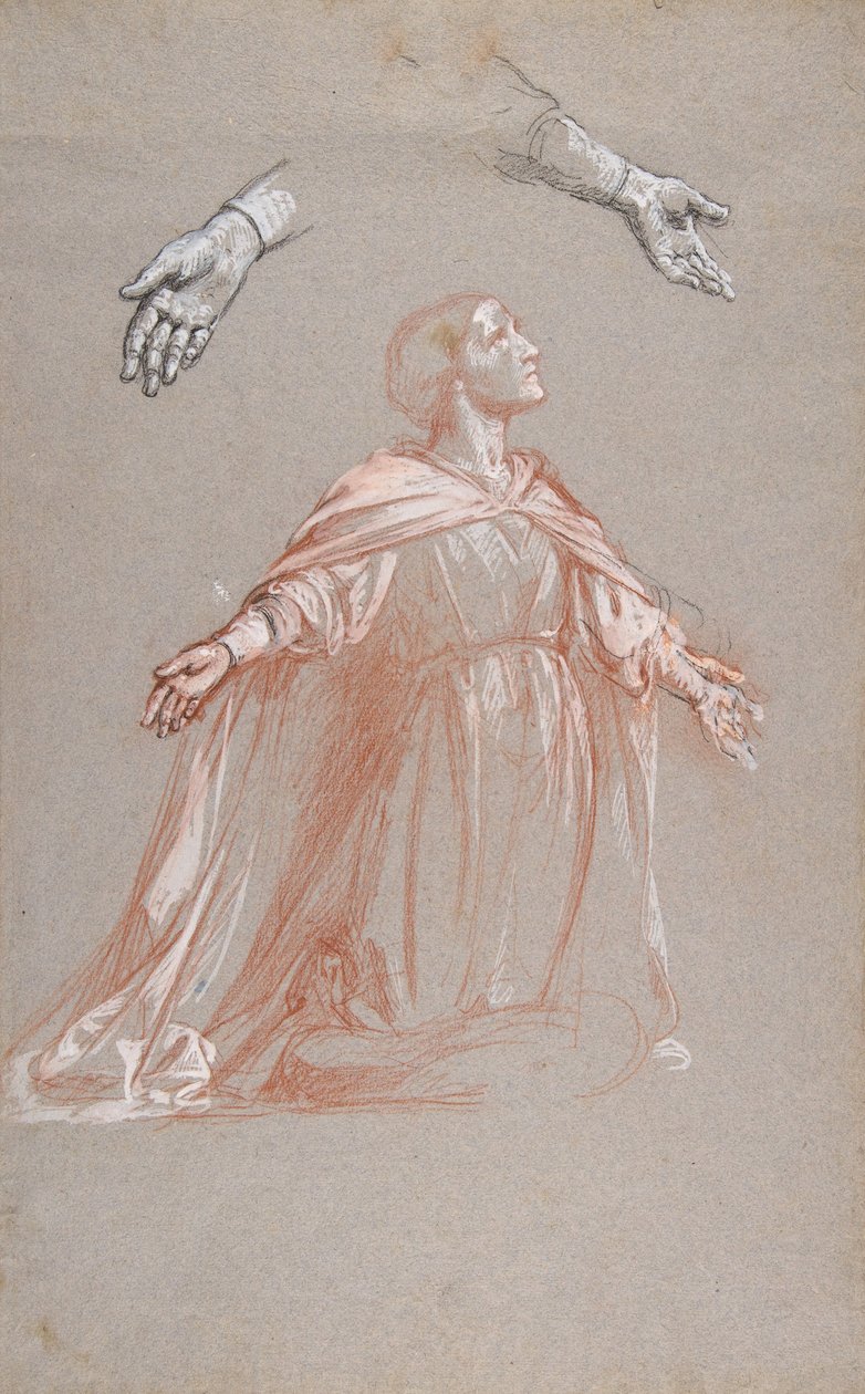 Sainte Clotilde mellomregister, studie for veggmalerier i kapellet Saint Remi..., 1800-tallet av Isidore Pils