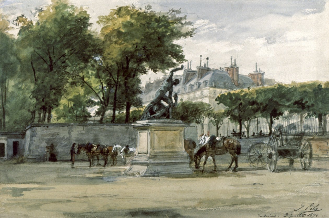 Pariserkommunen: hæren til Versailles i Tuileriene, ca. 1871 (akvarell) av Isidore Pils