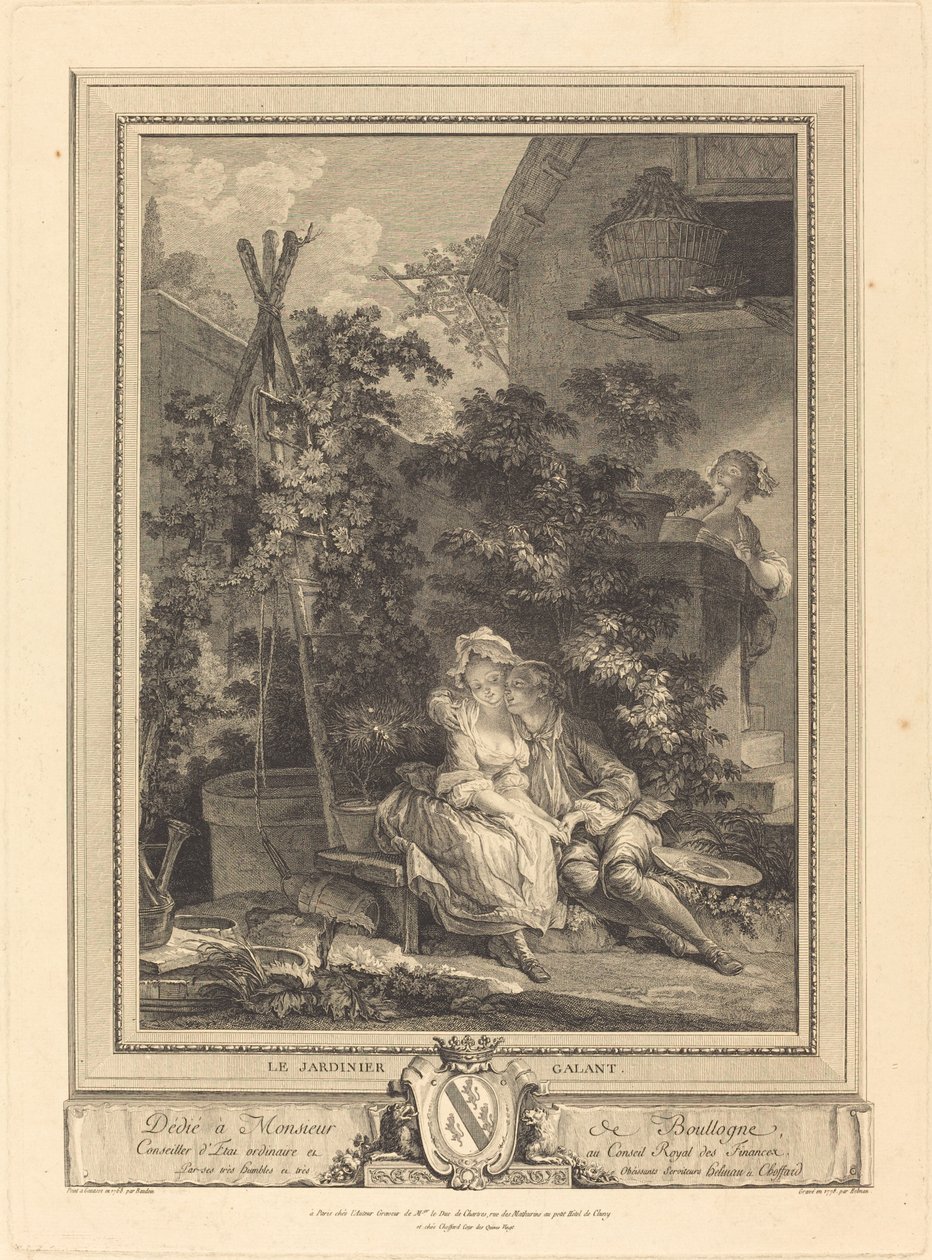 Den galante gartneren av Isidore Stanislas Helman after Pierre Antoine Baudouin