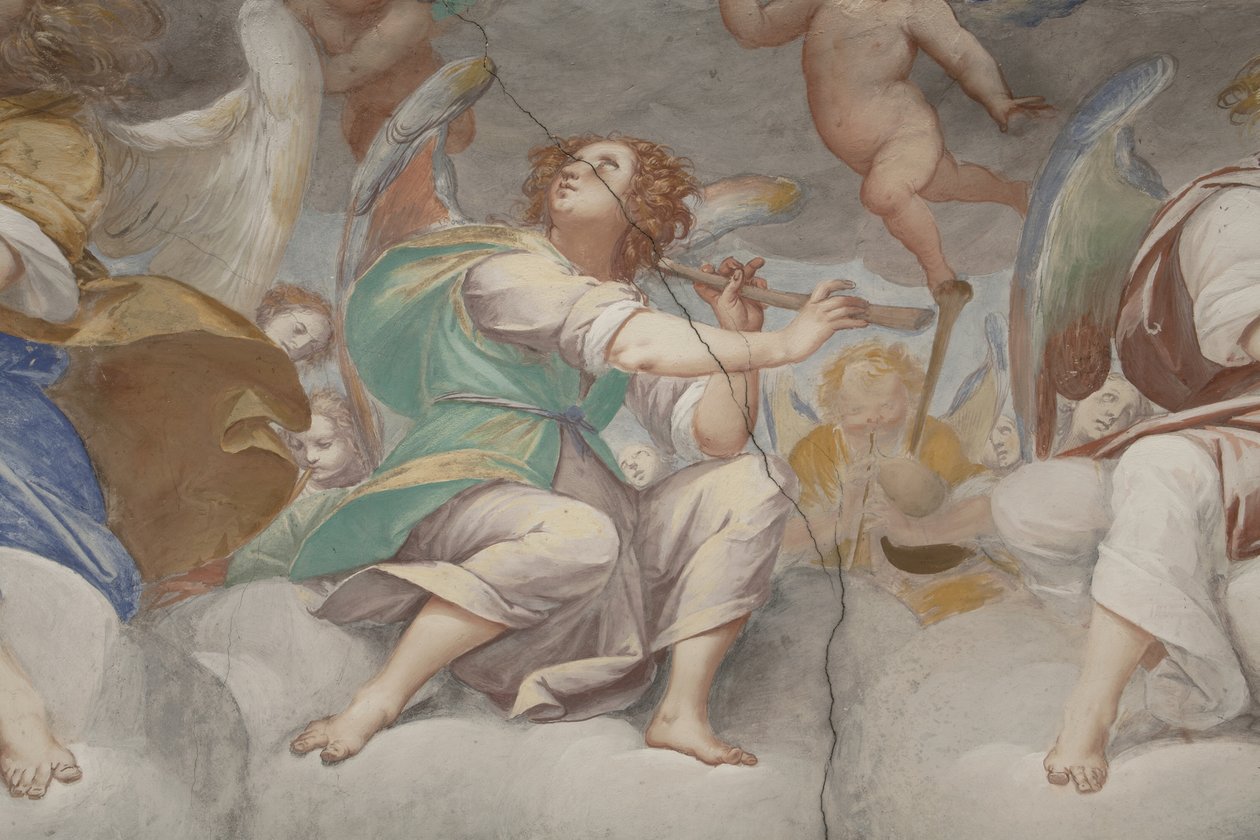 Engler, musikerengler og puttos, detalj av paradis med evig far, ca. 1623-34 (detalj av 3496185) av Isidoro Bianchi