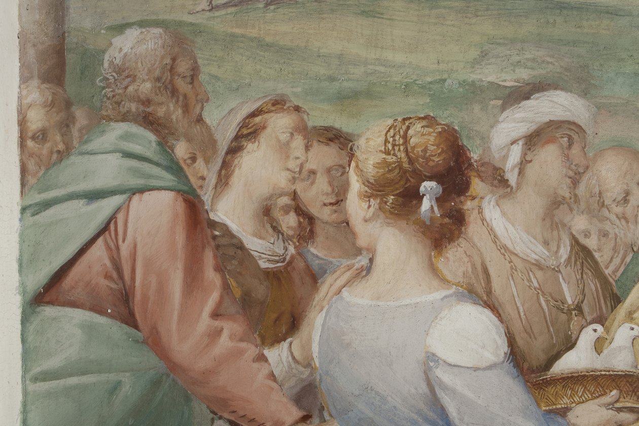 Detalj fra presentasjon av Jesus i tempelet, 1623-34 av Isidoro Bianchi