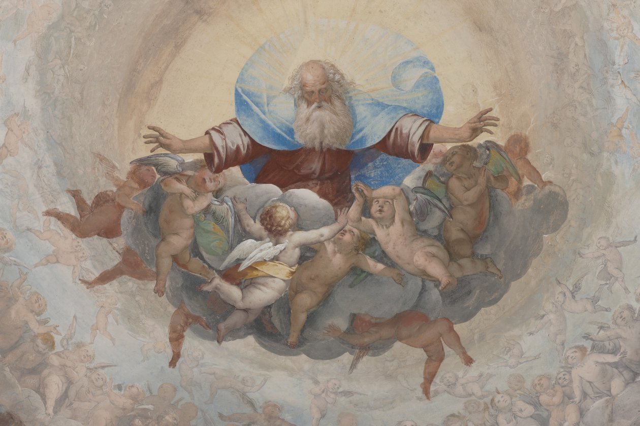 Gud og amoriner, ca. 1623-34 (detalj av 3496185) av Isidoro Bianchi