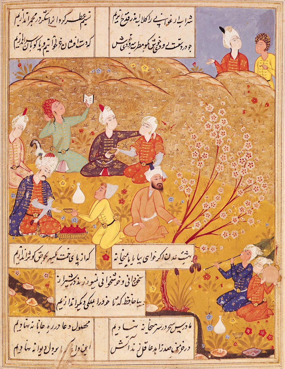 F.103v Friluftsfest, fra en diktbok, 1554 av Islamic School