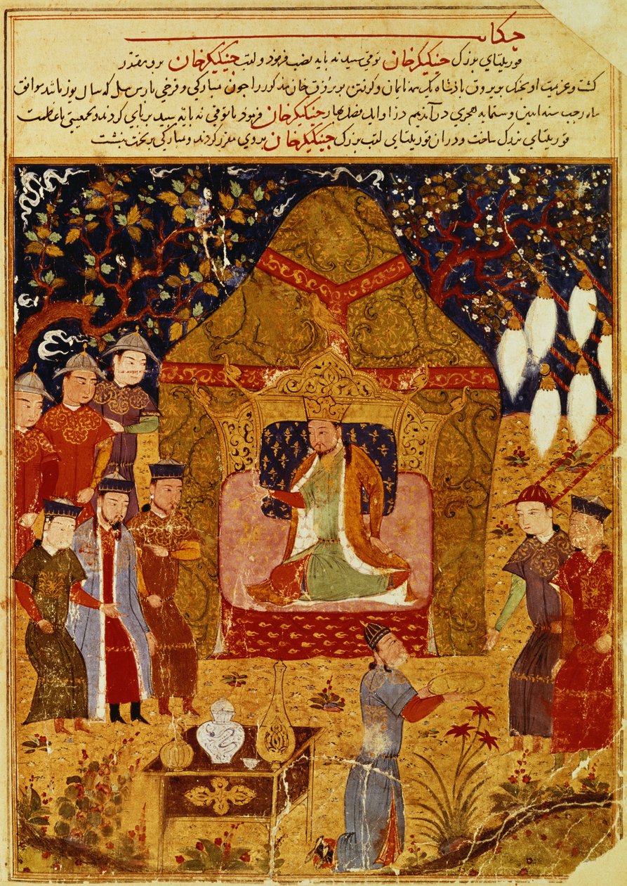 Djengis Khan i teltet sitt av Rashid al-Din (1247-1318) av Islamic School