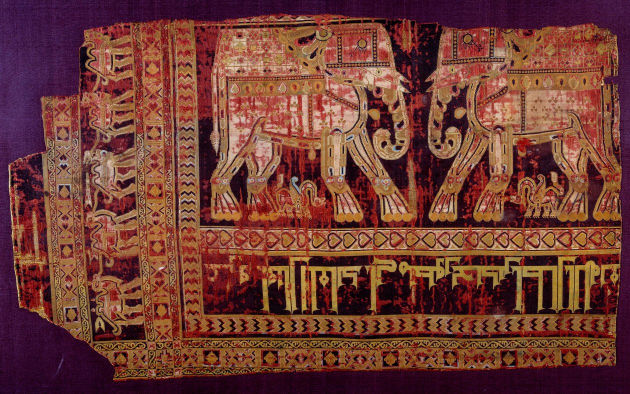 Islamsk kunst: Likkledet til Saint Josse. Silkestoff, 901 e.Kr. Fra klosteret Saint Josse, Khorasan, Chorasan eller Khurasan. Herat, moderne Afghanistan. Paris, Louvre-museet av Islamic School
