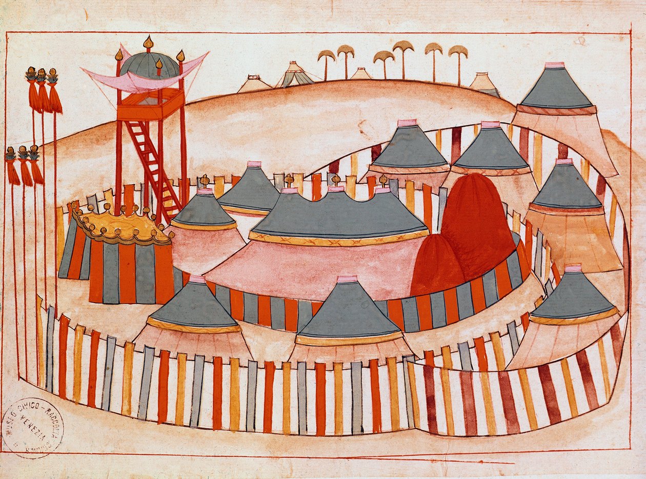 Militærleir for tyrkerne Gouache på papir fra den islamske skolen (Ms 1671) 1500-tallets Venezia Museum Correr av Islamic School