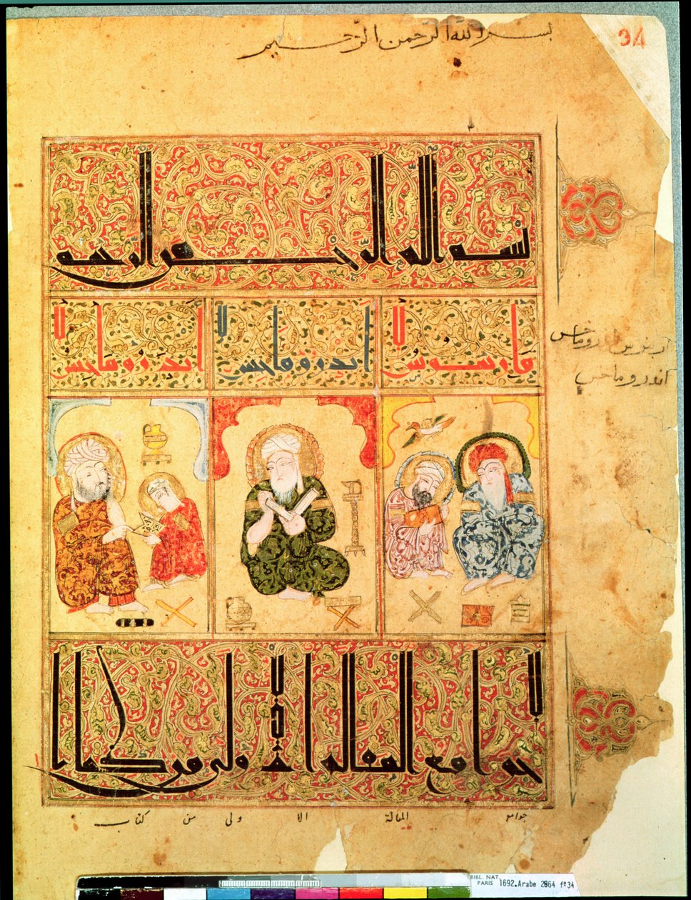 Ms. Arabe 2964 fol.34 Doctors from The Treatise of Theriac after Galen, 1217 av Islamic School