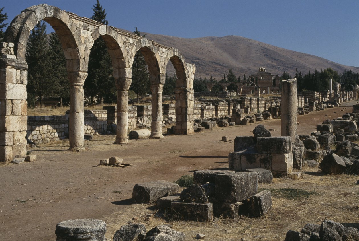 Utsikt over en gate og en søylegang, Umayyad-perioden (661-750) av Islamic School