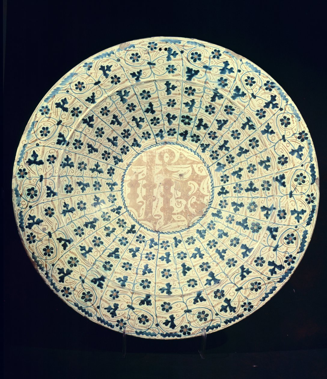 Gul og blå plate, maurisk (fajanse) av Islamic School