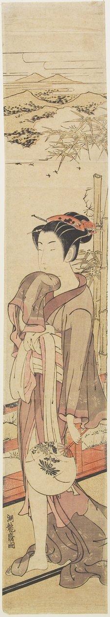 (Jentekjøling på verandaen), ca. 1772-1781 av Isoda Koryusai