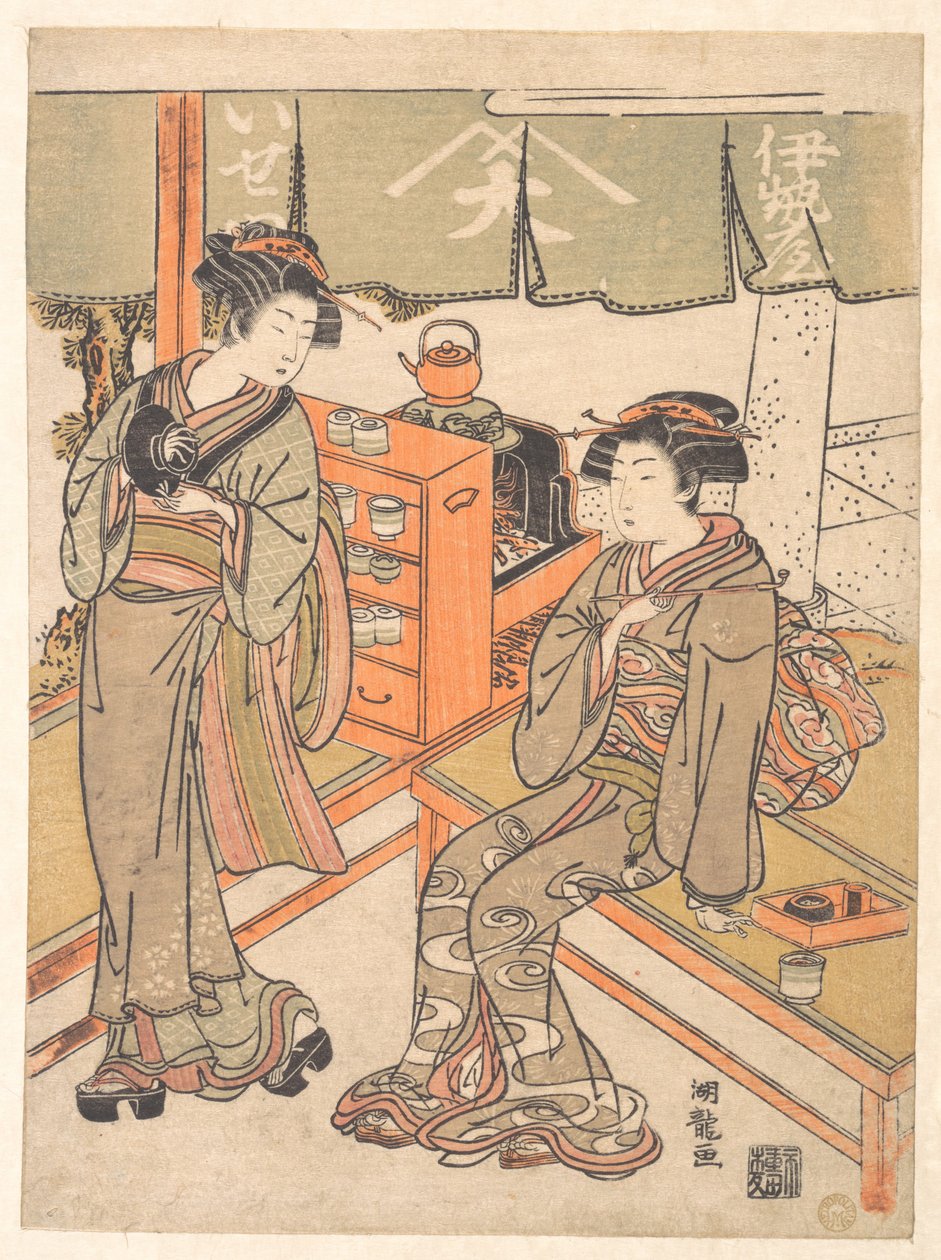 På tehuset Ise-ya av Isoda Koryusai