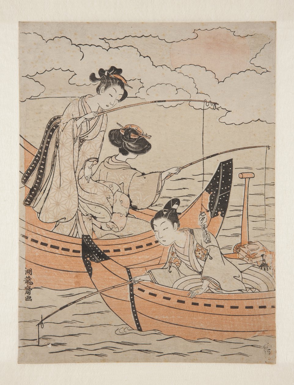 Boats of Love (Koi no fune) (treblokktrykk i farger) av Isoda Koryusai