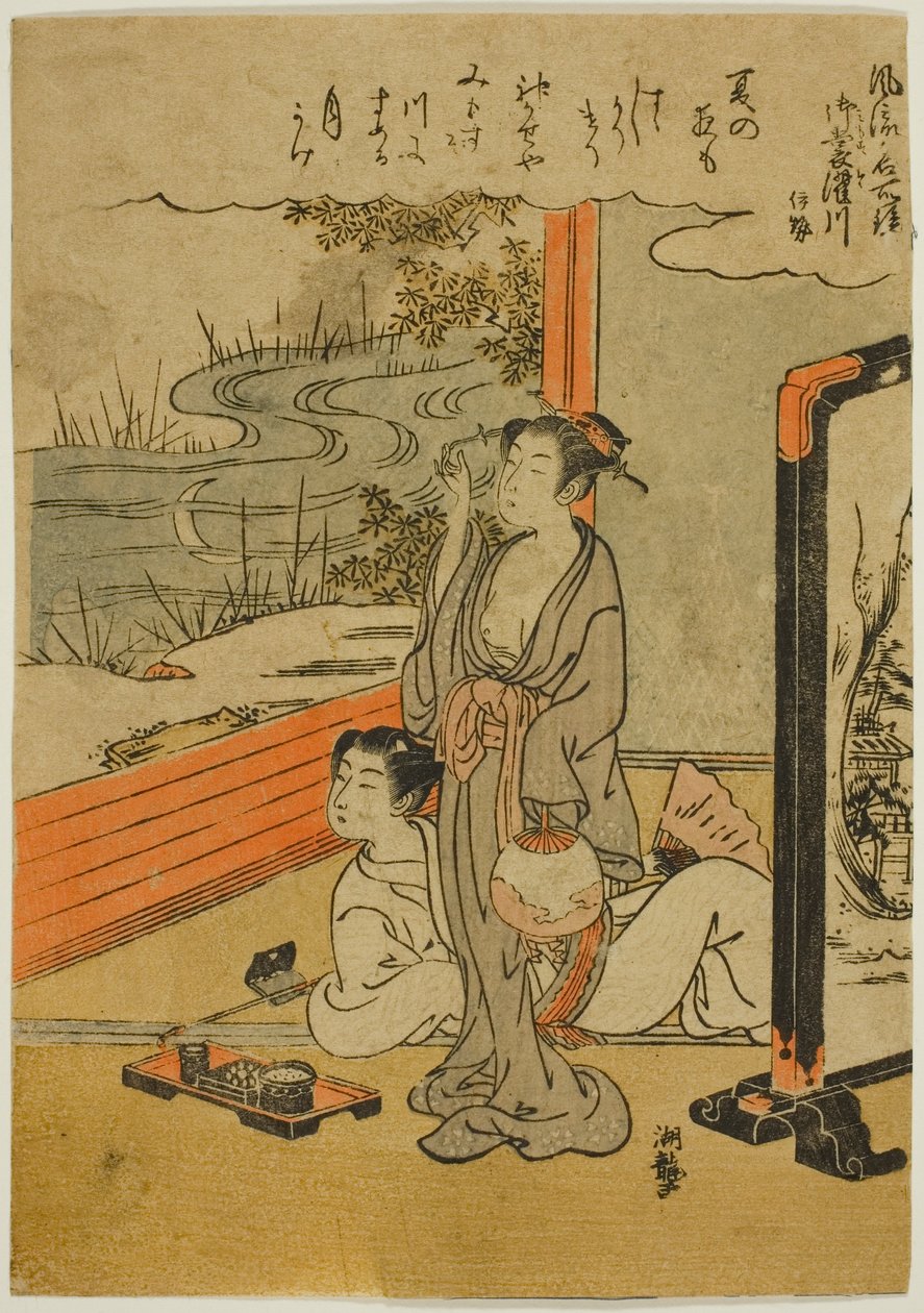 Mimosuso-elven i Ise-provinsen (Mimosusogawa, Ise), fra serien "Fashionable Mirrors of Famous Places (Furyu meisho kagami)" av Isoda Koryusai
