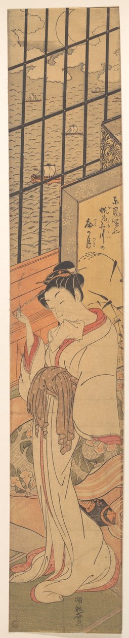 Mondaufgang über der Bucht von Edo av Isoda Koryusai