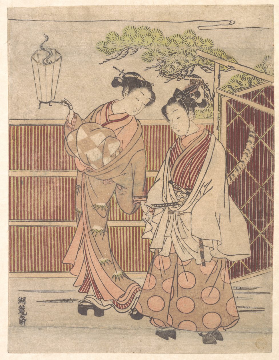 Reizei bærer en teshoku (håndlykt) av Isoda Koryusai