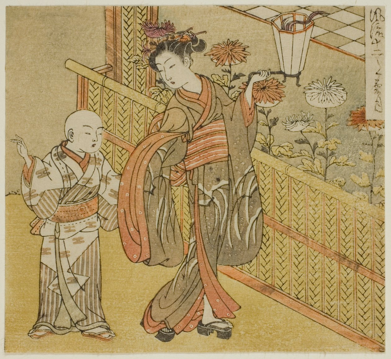 Den niende måneden (Kikuzuki), fra serien "Fashionable Twelve Months (Furyu juni tsuki)" av Isoda Koryusai