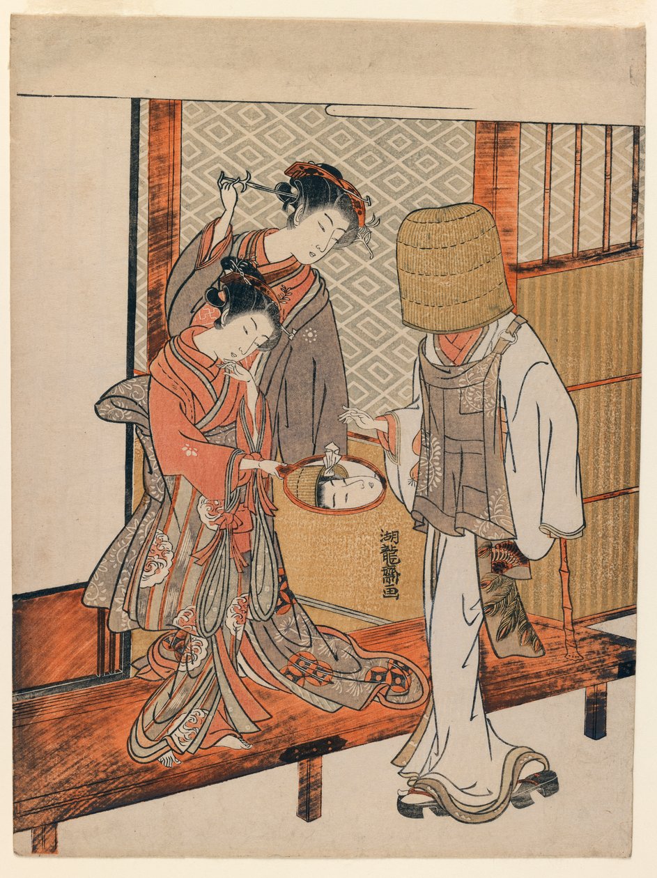 The Vain Disguise, ca. 1770 (farget treblokktrykk) av Isoda Koryusai