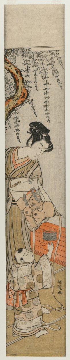 Ung mann og barn med en drage, tidlig på midten av 1770-tallet. av Isoda Koryusai