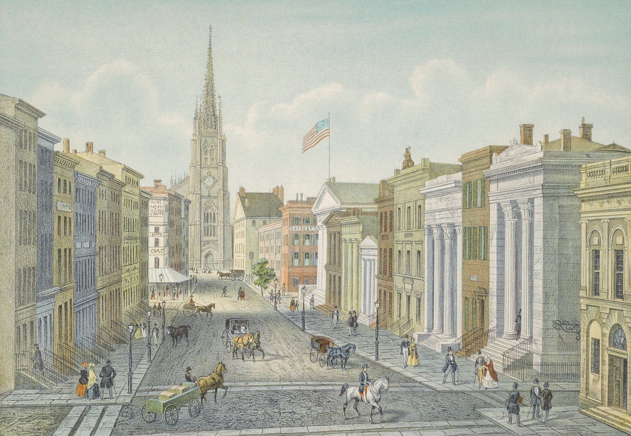 Wall Street, New York i 1847. av Isodore Laurent Deroy