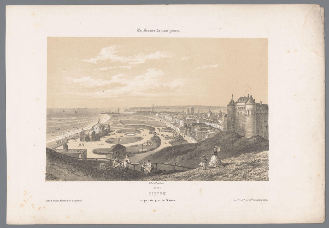 Utsikt over Dieppe fra slottet Dieppe. Vue générale prize du Château (tittel på objekt) Contemporary France (serietittel) La France de nos jours (serietittel på objekt) av Isodore Laurent Deroy