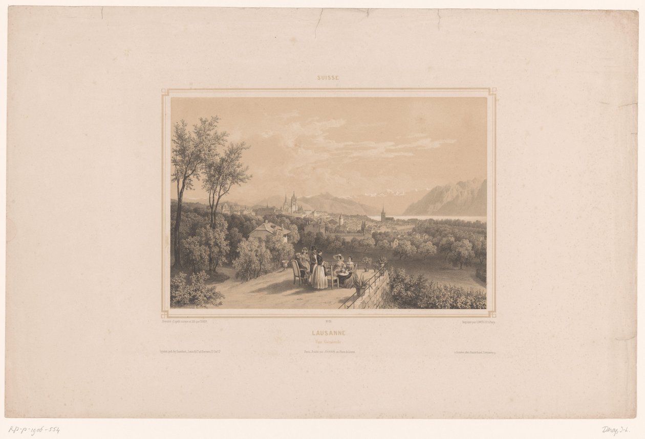 Utsikt over Lausanne Lausanne. Vue generale (tittel på objekt) Ansikter i Sveits (serietittel) Suisse (serietittel på objekt) av Isodore Laurent Deroy