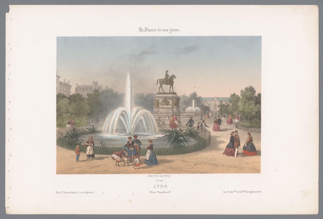 Zicht op de Place Napoléon te Lyon Lyons. Plasser Napoleon (tittel på objekt) Hedendaags Frankrijk (serietittel) Frankrike i dag (serietittel på objekt) av Isodore Laurent Deroy