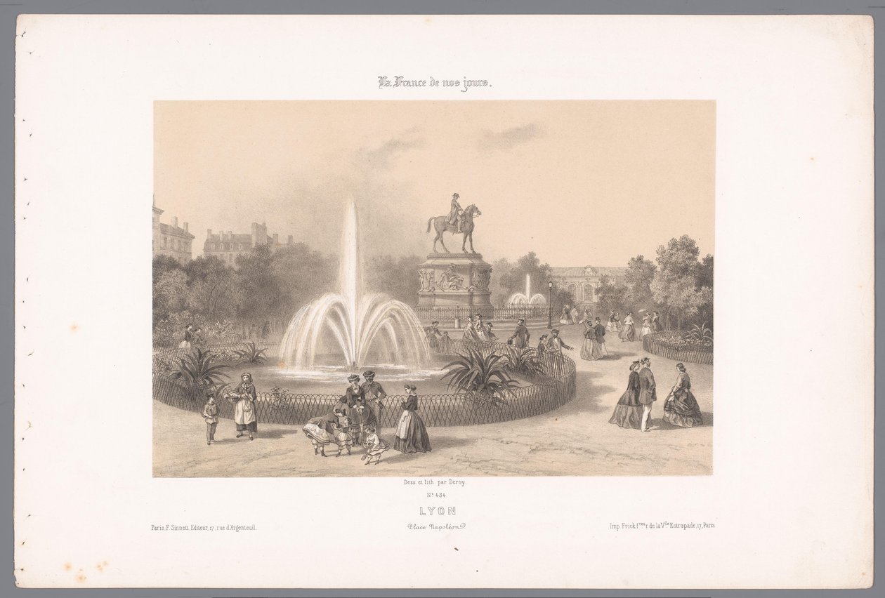 Zicht op de Place Napoléon te Lyon Lyons. Plasser Napoleon (tittel på objekt) Hedendaags Frankrijk (serietittel) Frankrike i dag (serietittel på objekt) av Isodore Laurent Deroy