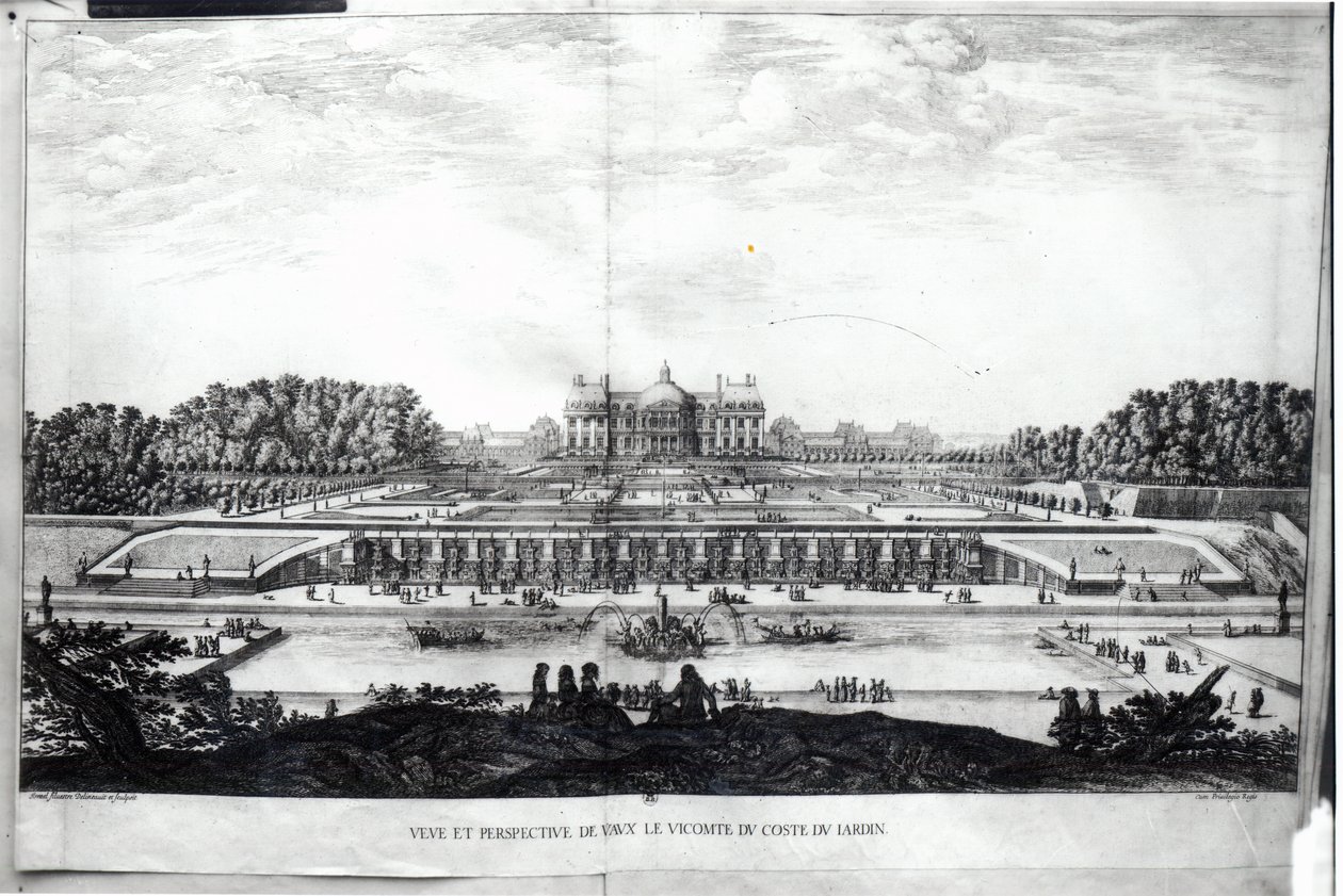 Perspektiv utsikt over hagefasaden til Chateau de Vaux-le-Vicomte av Israël Silvestre the Younger