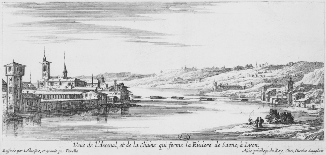 Utsikt over Arsenal og elven Saone, Lyon av Israël Silvestre the Younger