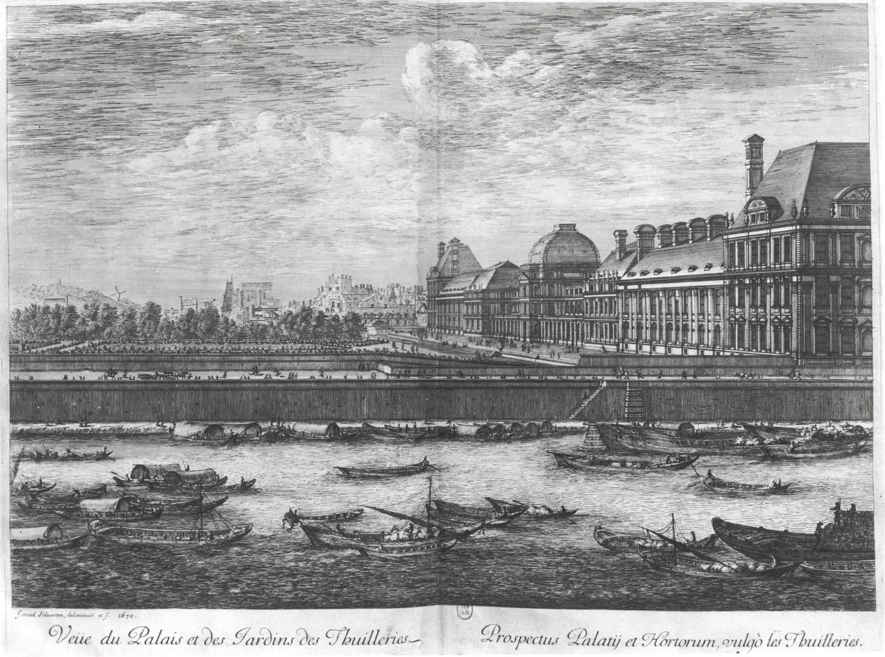 Utsikt over Palais des Tuileries og hagene, 1670 av Israël Silvestre the Younger