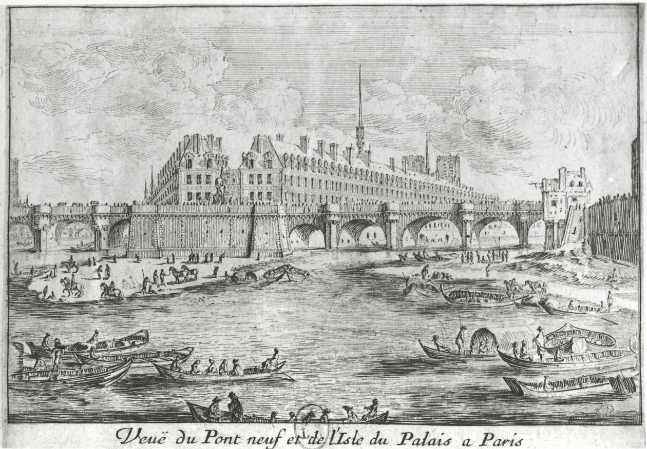 Utsikt over Pont Neuf og Isle du Palais, Paris av Israël Silvestre the Younger