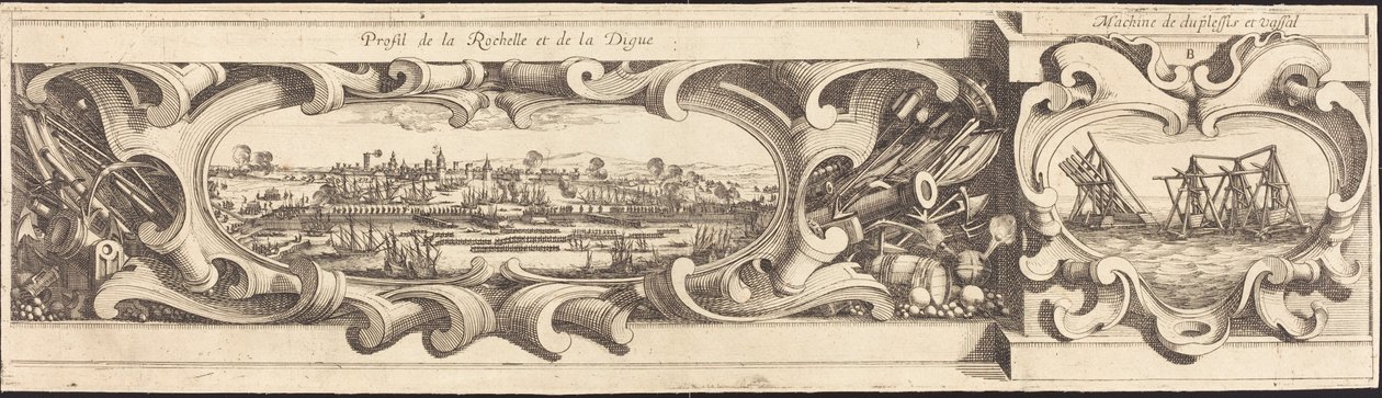 Beleiringen av La Rochelle [plate 16 av 16; sett består av 1952.8.97-112] av Israel Henriet or Abraham Bosse after Jacques Callot