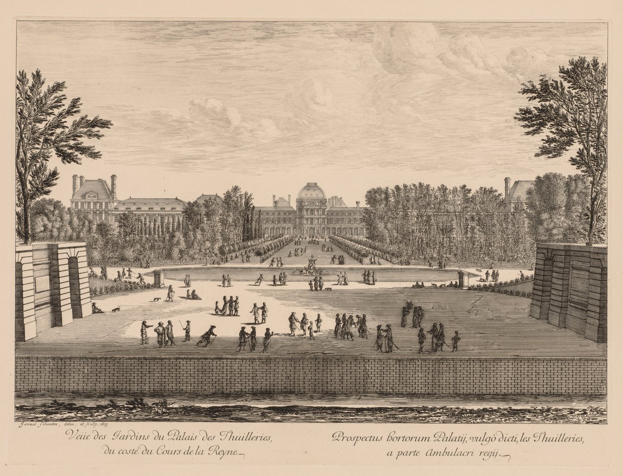 Utsikt over palasset og Tuileries-hagene, fra Queens-gårdsplassen av Israël Silvestre