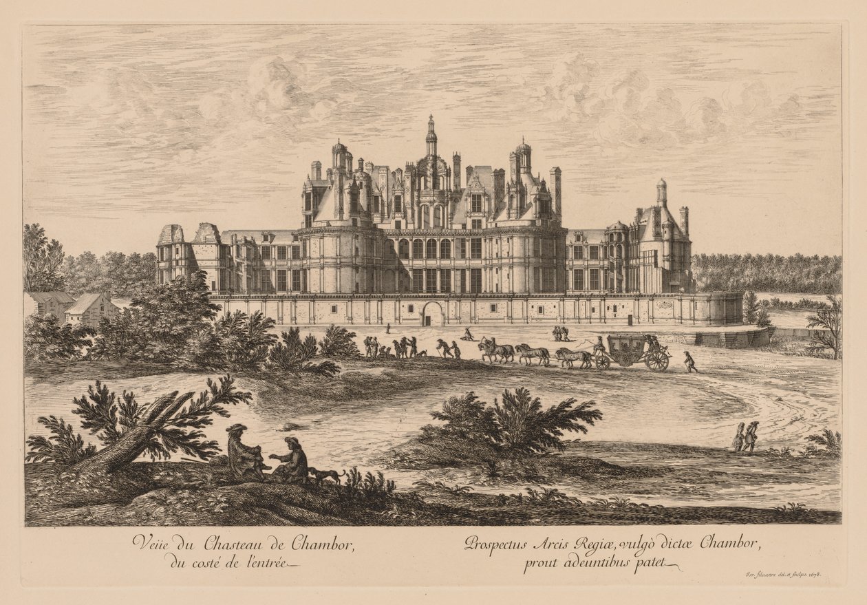 Utsikt over Palace of Chambord fra inngangen av Israël Silvestre