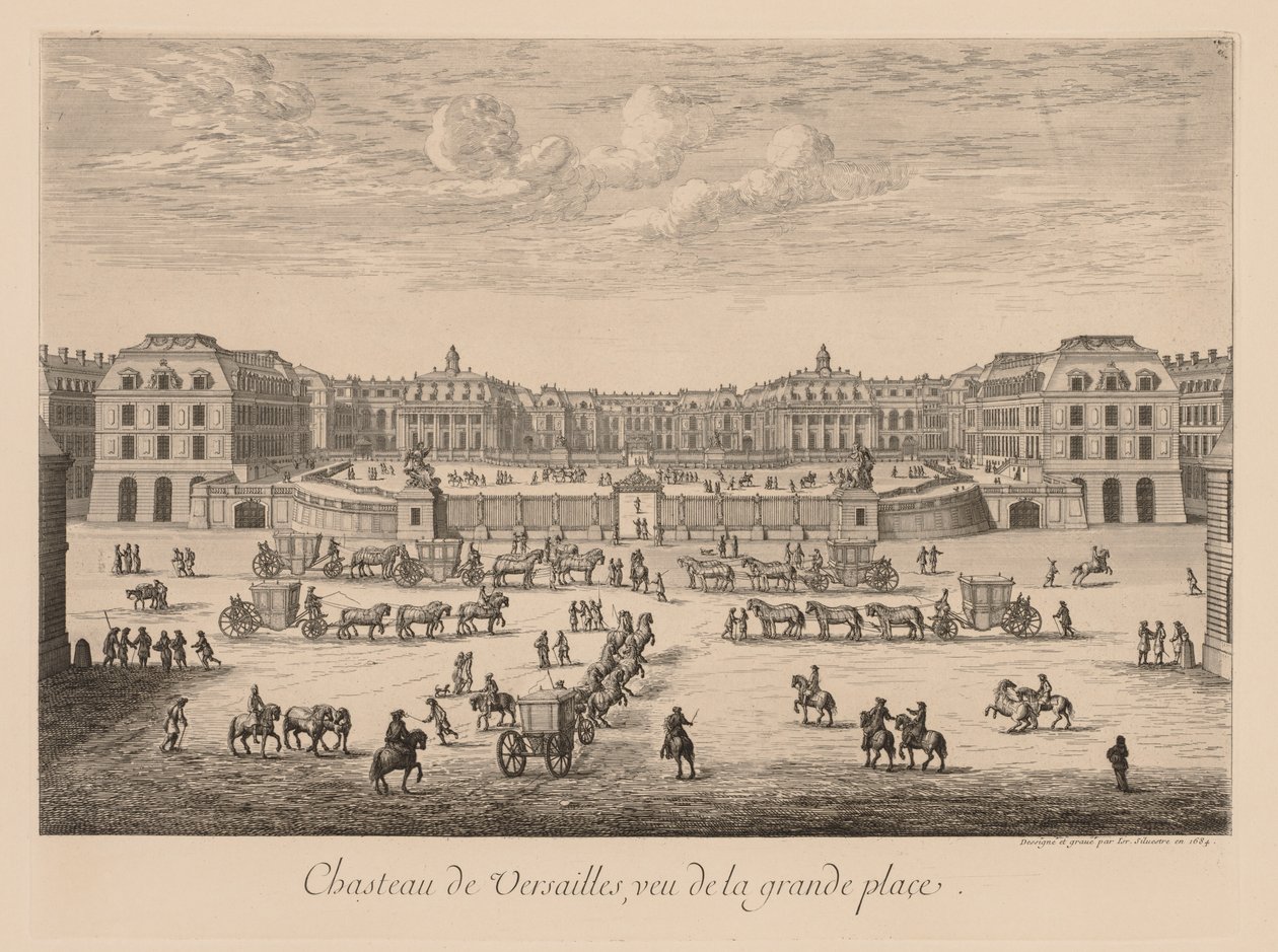 Utsikt over slottet i Versailles, fra hovedtorget av Israël Silvestre