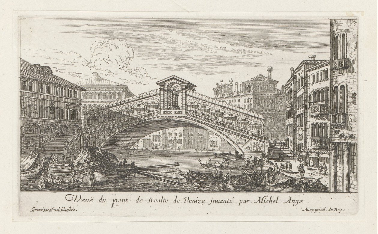 Utsikt over Rialtobroen og Canal Grande, Venezia av Israël Silvestre