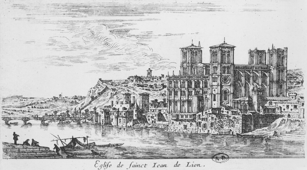 Utsikt over Saint-Jean-katedralen, Lyon av Israël Silvestre the Younger