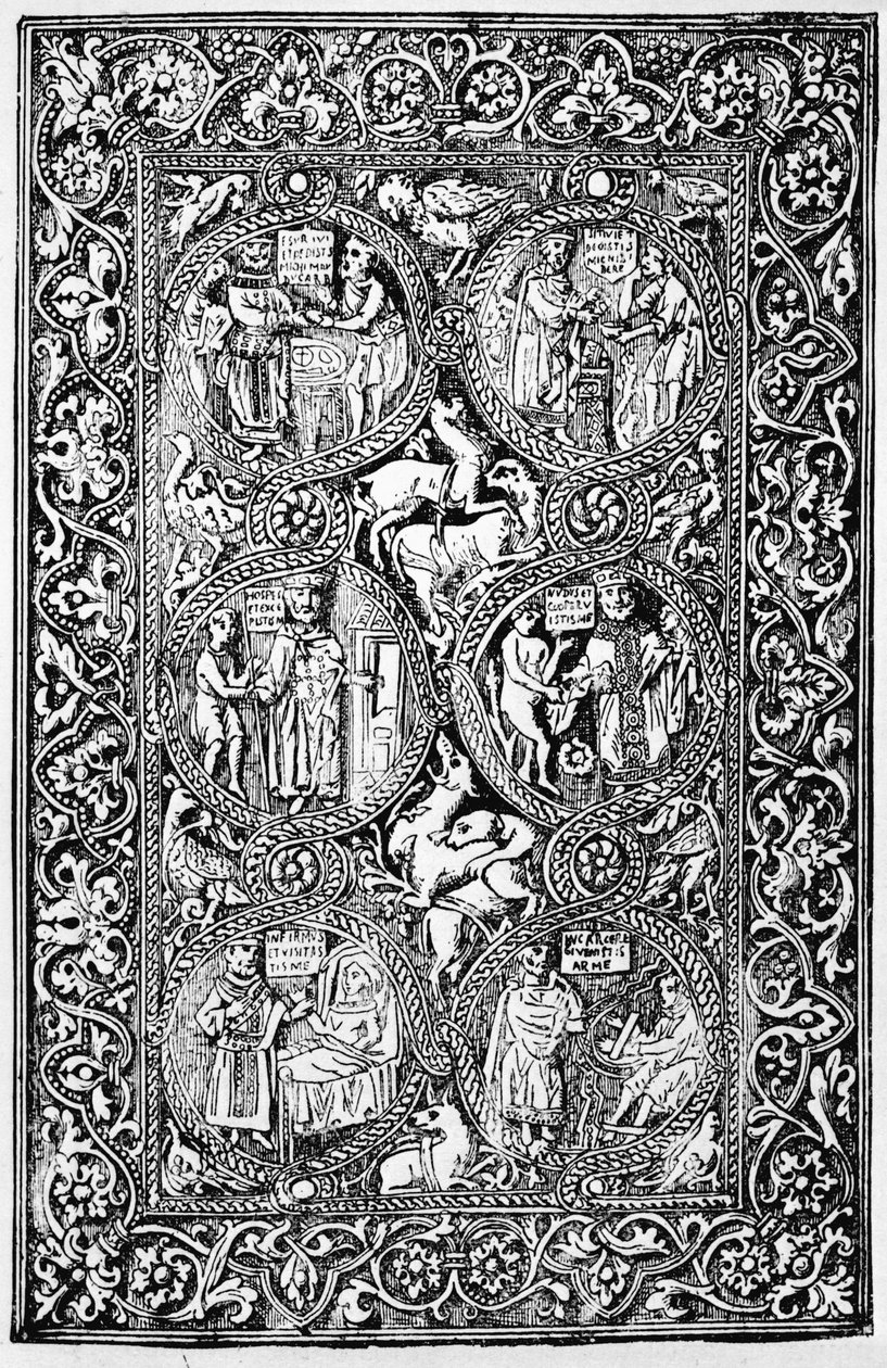 En kopi av det elfenbensbelagte omslaget til Queen Melisende Psalter, gjengitt i The Crusades: the story of the Latin Kingdom of Jerusalem av T.A. Archer, 1894 av Israeli School