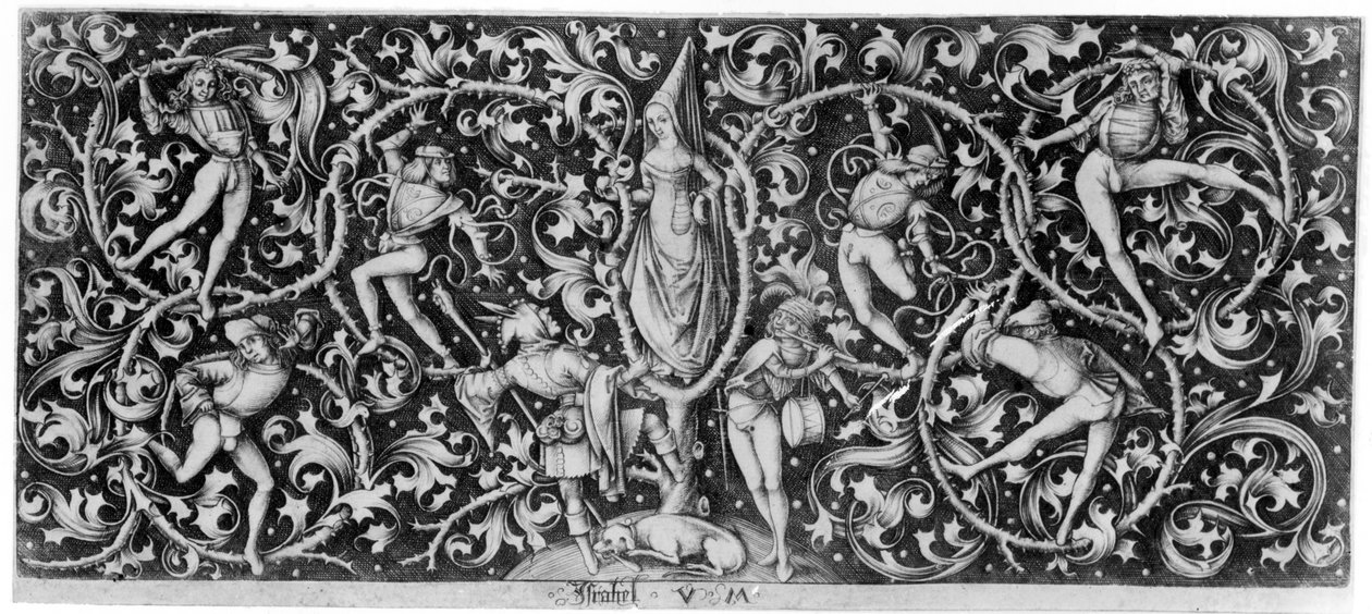 Ornament med Morris-dansere, ca. 1490-1500 av Israhel van Meckenem the younger