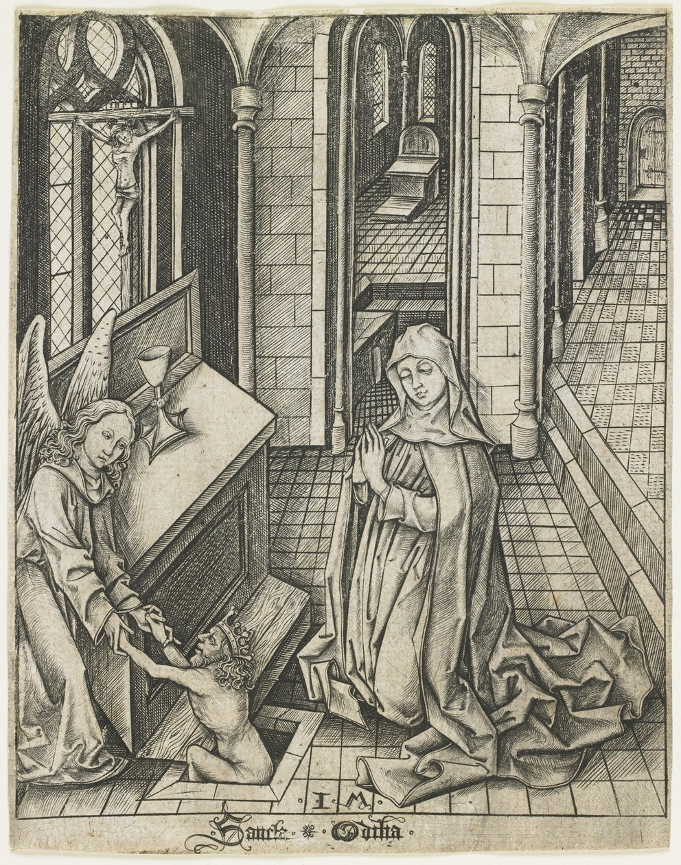 Saint Ottilia, ca. 1475-1480 av Israhel van Meckenem the younger