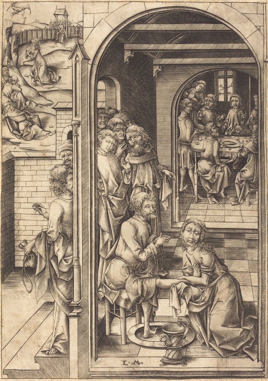 Kristus vasker apostlenes føtter, ca. 1480. av Israhel van Meckenem