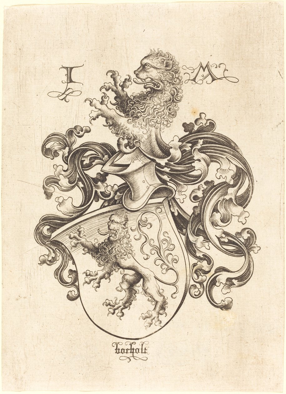 Våpenskjold med løve, ca. 14801490. av Israhel van Meckenem