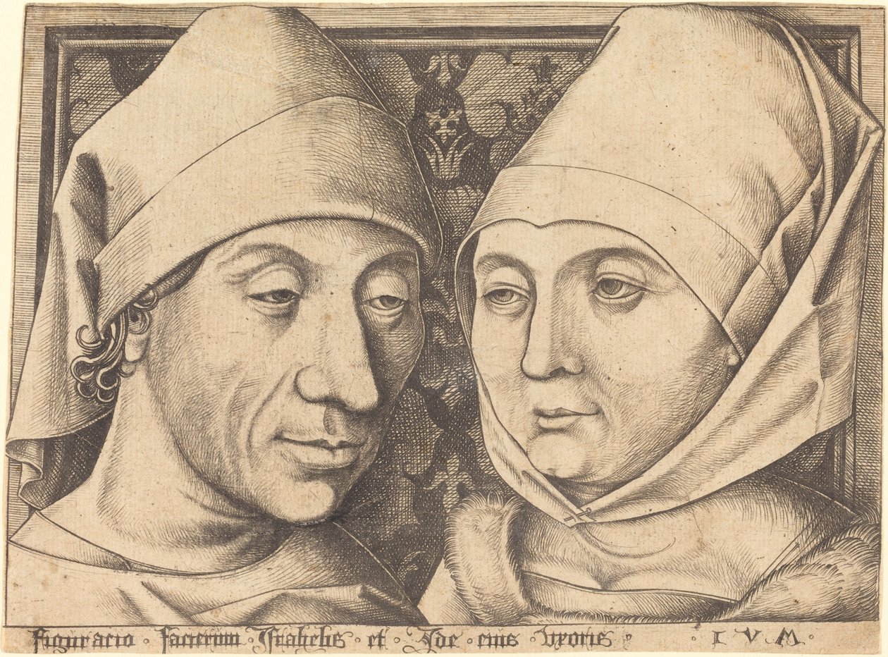 Dobbeltportrett av Israhel van Meckenem og hans kone Ida, ca. 1490. av Israhel van Meckenem